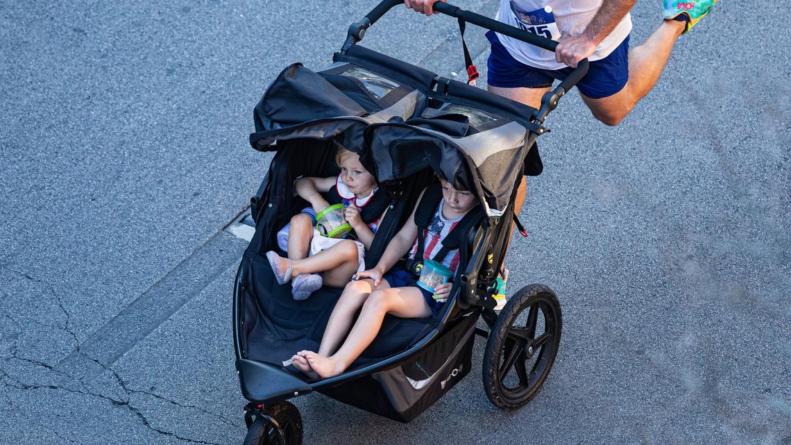 Runners pushing strollers are always a highlight at the Bluegrass 10,000.