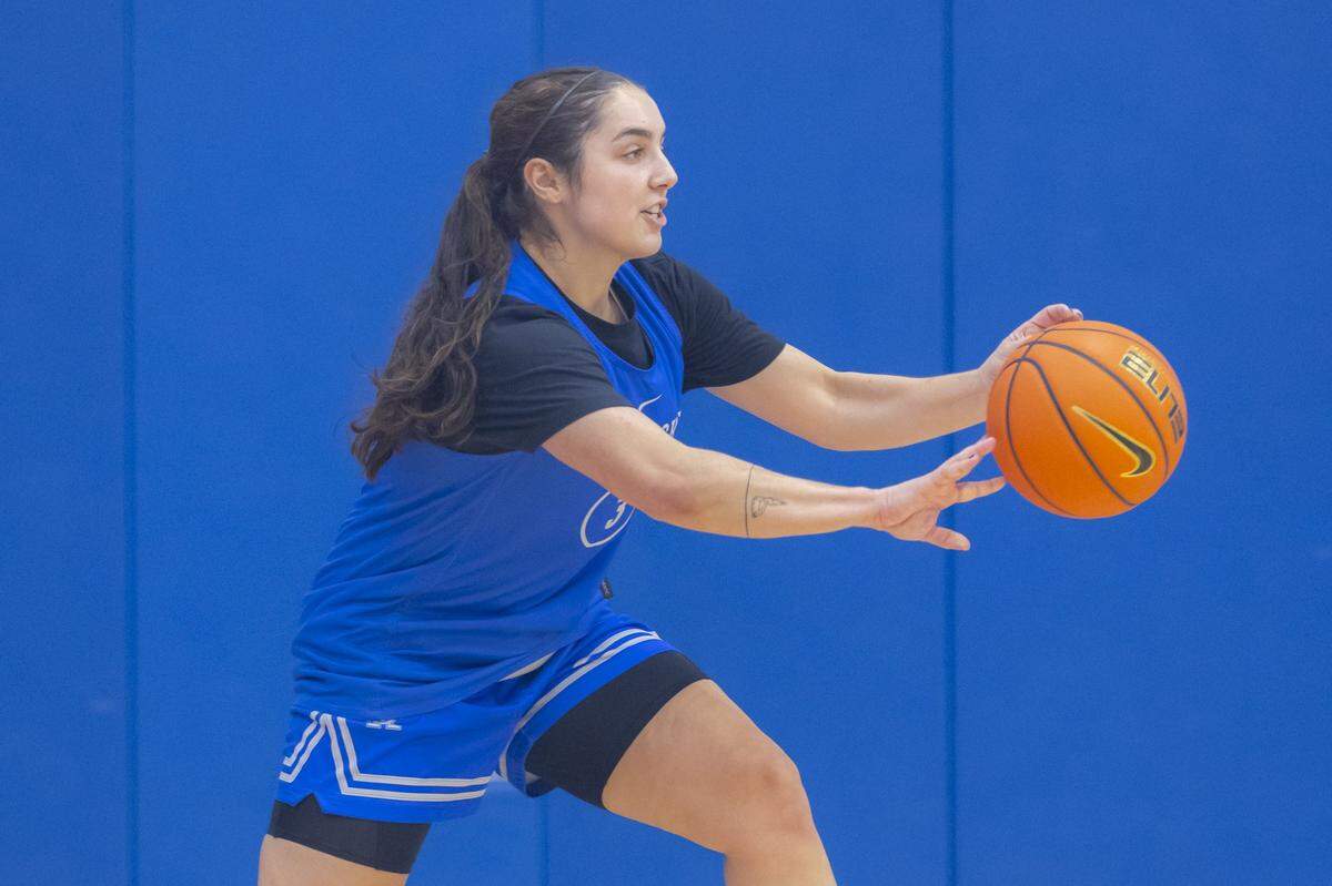 All-American Georgia Amoore transferred from Virginia Tech to Kentucky for her final season of college basketball. UK head coach Kenny Brooks said Tuesday he will ask a lot of the graduate student. “We’re joined at the hip. We watch film like we would watch Netflix, and we just go, and we’re on the same page.”
