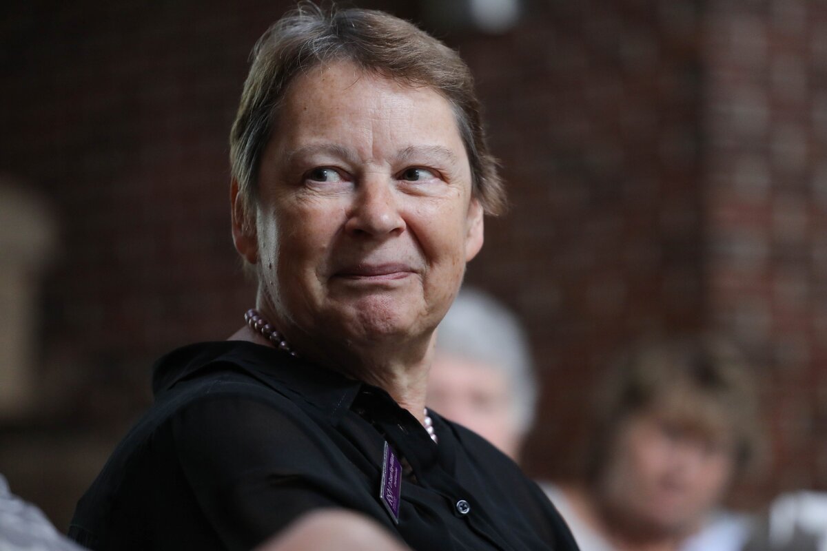 Dr. Susan Kay-Williams listens to a colleague speak during a question and answer session at the The Royal School of Needlework classes held at Sayre School recently.