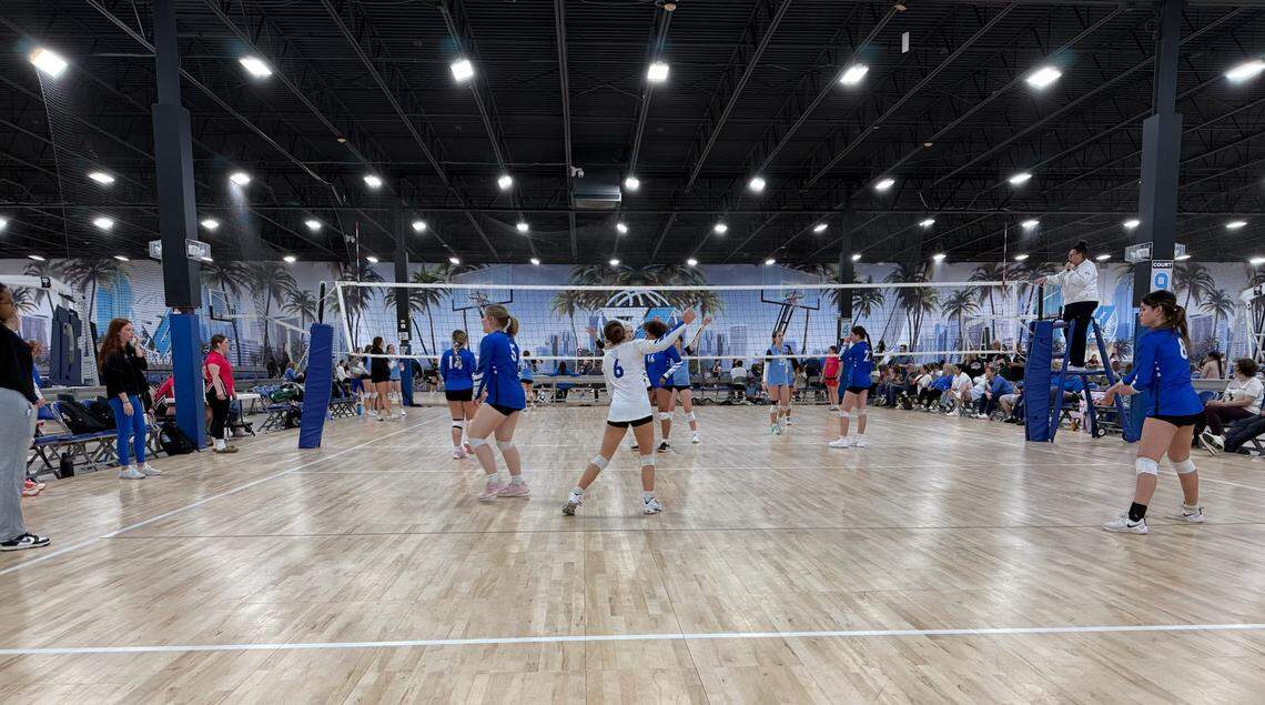 Girls from the Lexington United Volleyball Club compete at the Sports Center in Lexington on Sunday, May 4, 2025. 