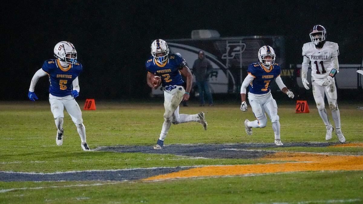 Brock Coffman (2) puts Sayre on the board Friday night by returning a first quarter punt 50 yards for a touchdown.