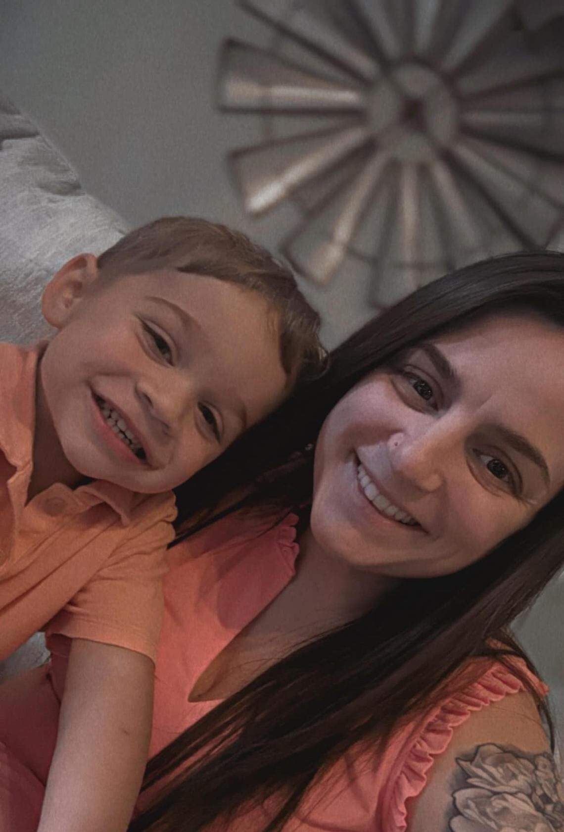 Rebecca Puryear, shown with her son Chrisitan, was one of several people shot by a gunman along Interstate 75 in Laurel County Ky., on 9/7/2024