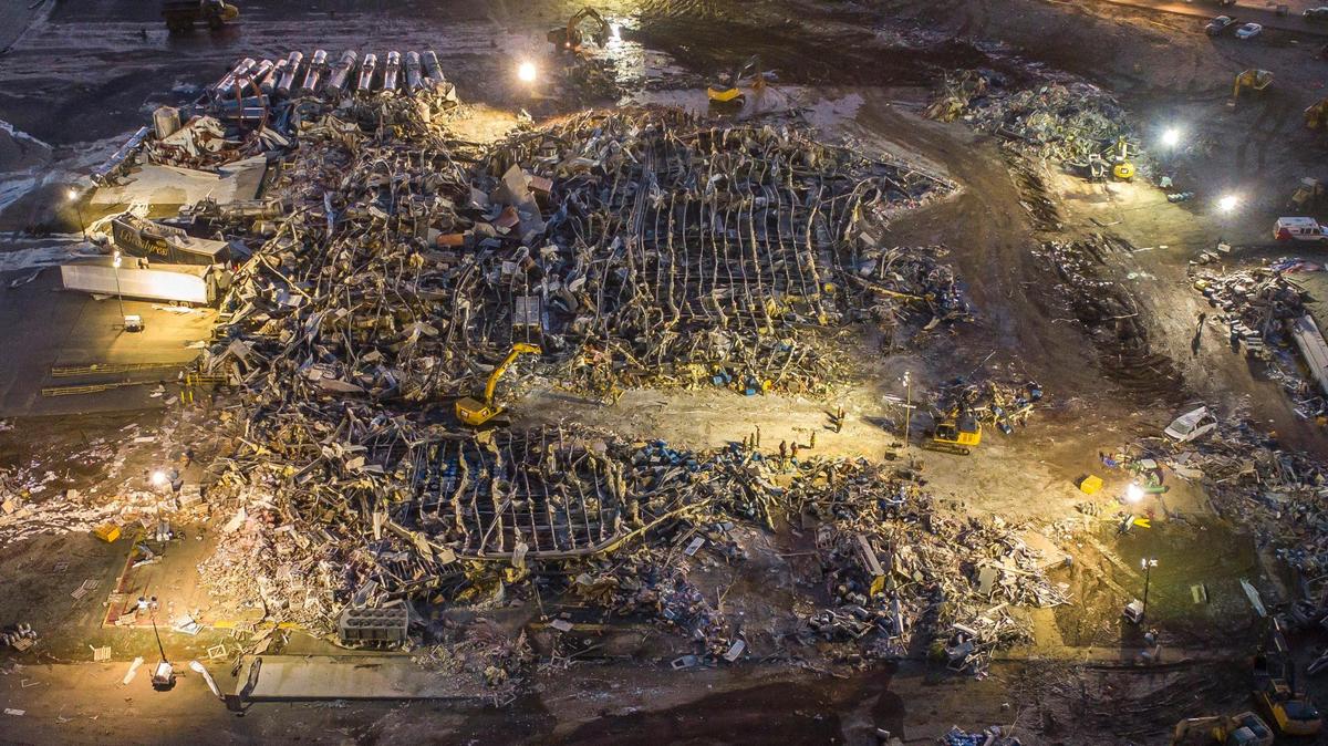 KY tornado recovery continues. Report says 8 dead, 8 missing at Mayfield candle factory.