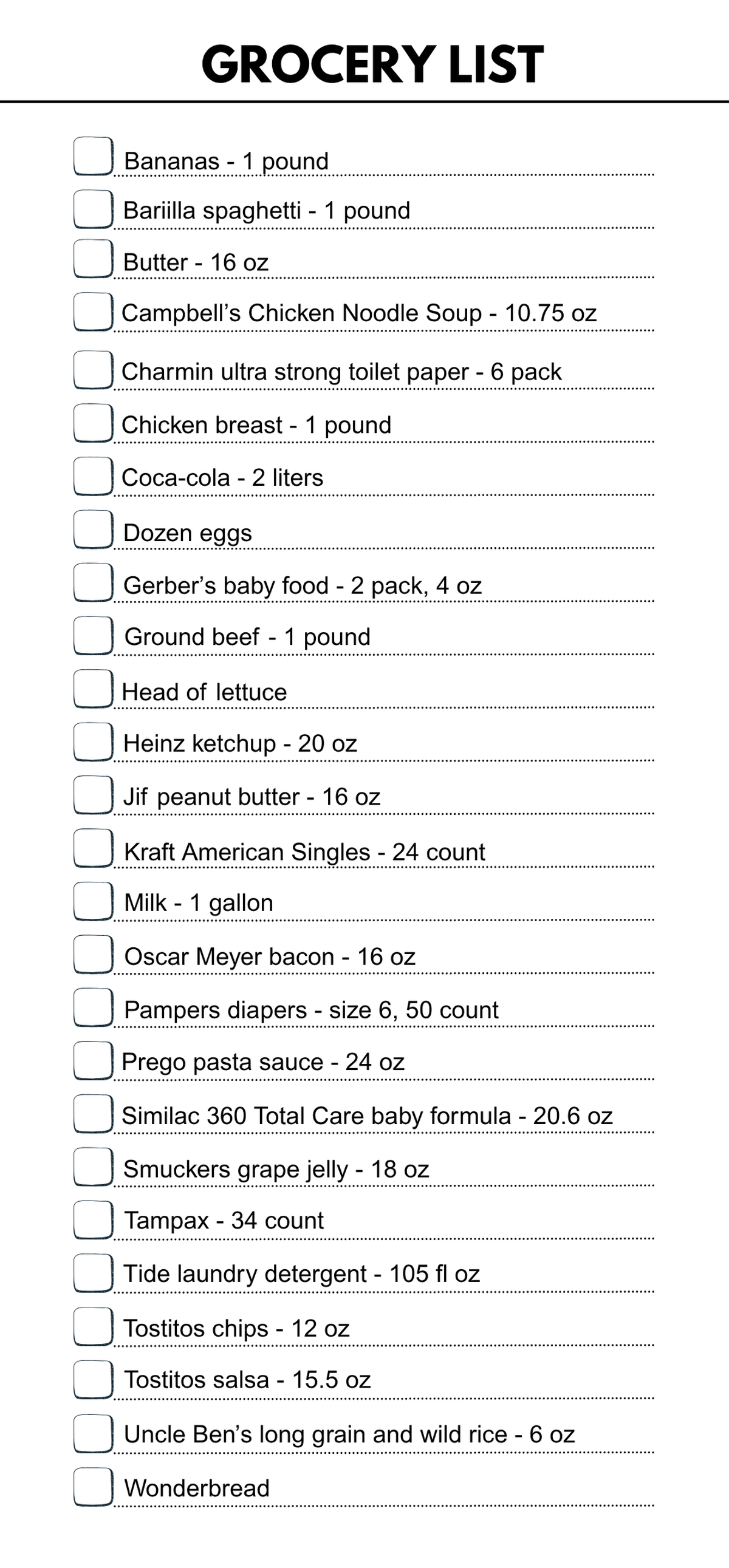 The list of groceries the Herald-Leader has been tracking the prices of.