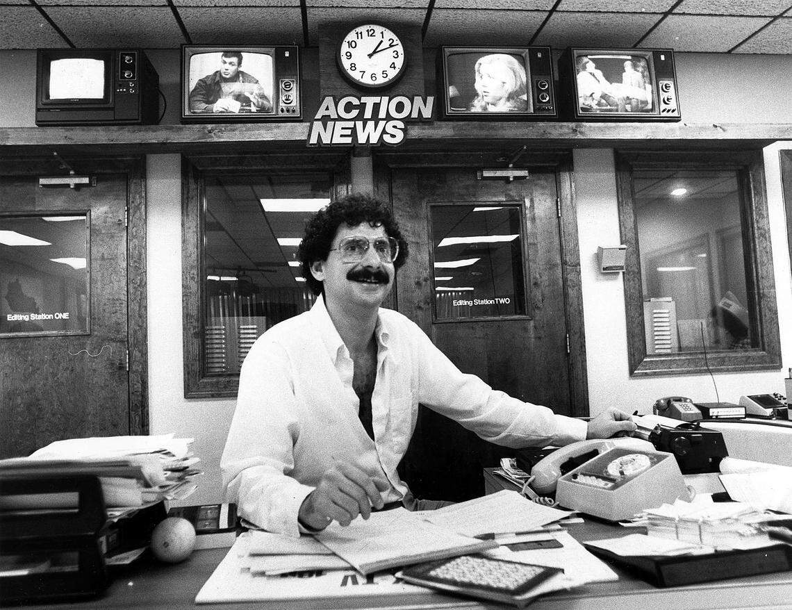 Sportscaster Alan Cutler in the WLEX-18 newsroom, Dec. 5, 1981, his first year at the station. He was at the station from 1981 to 1984, then, after three years in Pittsburgh, including a stint as a color commentator for the Pittsburgh Pirates, he returned to WLEX in 1987 and retired as the sports director in May 2018. Cutler also served as host on the Cincinnati Bengals Radio Network for 14 years. He currently hosts a local sports-talk radio show.