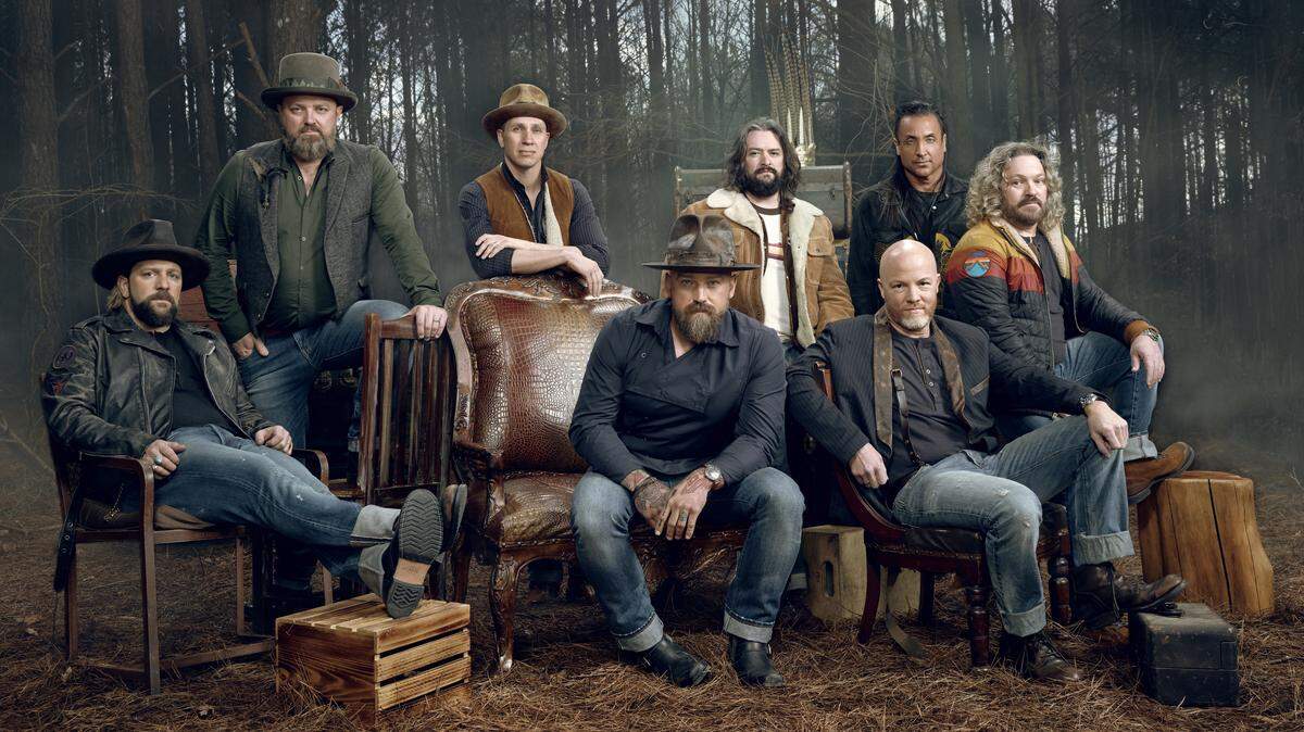 The Zac Brown Band. From left: Coy Bowles, John Driskell Hopkins, Jimmy De Martini, Clay Cook, Danny de los Reyes, Chris Fryar. In front: Zac Brown and Matt Mangano. The band will be at Rupp Arena on March 6.