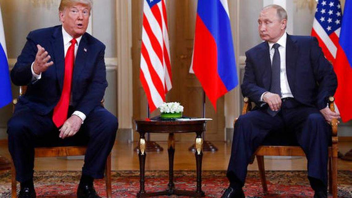 Presidents Donald Trump and Vladimir Putin after their summit in Helsinki.