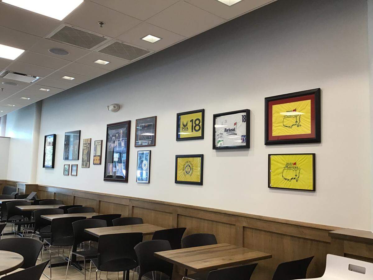 The new Sawyer’s Downtown Bar & Grill at 140 W. Main St. will have tables for seating as well as a bar and window seating with charging stations along Main Street. Owner Jim Sawyer moved sports memorabilia from the old location.
