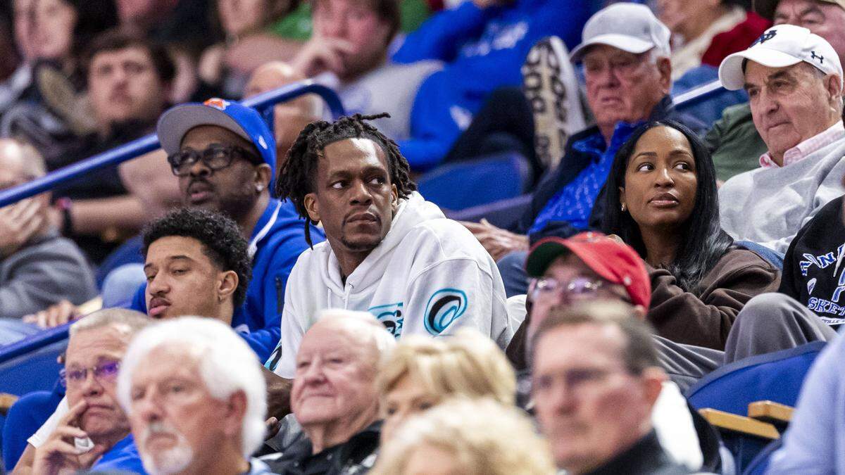 Rajon Rondo, father of North Oldham's Rajon Pierre Rondo (2) watches his son's game during a quarterfinal round game in the 2026 UK Healthcare Boys' Basketball Sweet 16 state tournament, Friday, March 20, 2026 at Rupp Arena in Lexington, Ky.