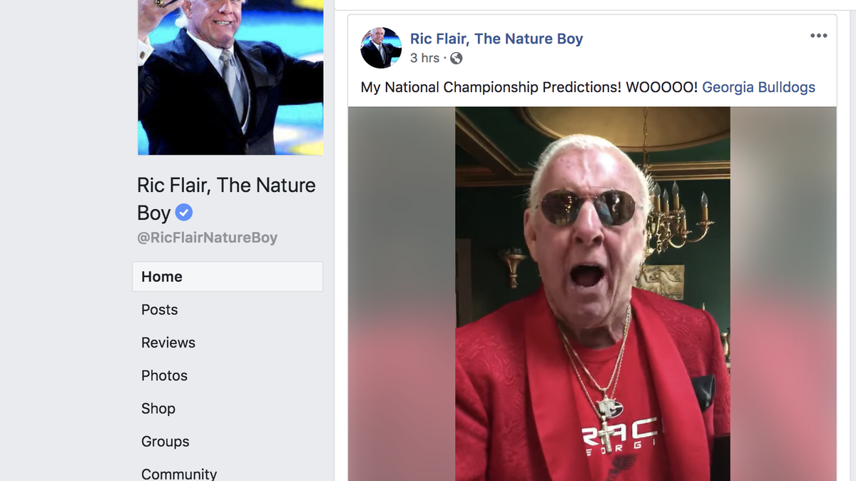 Ric Flair announces his 2018 CFP National Championship winner pick via Facebook.