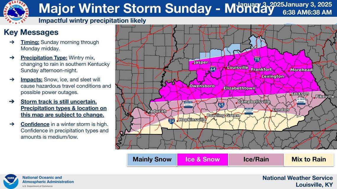 A significant winter storm is expected to hit northern-central Kentucky Sunday, according to the National Weather Service.