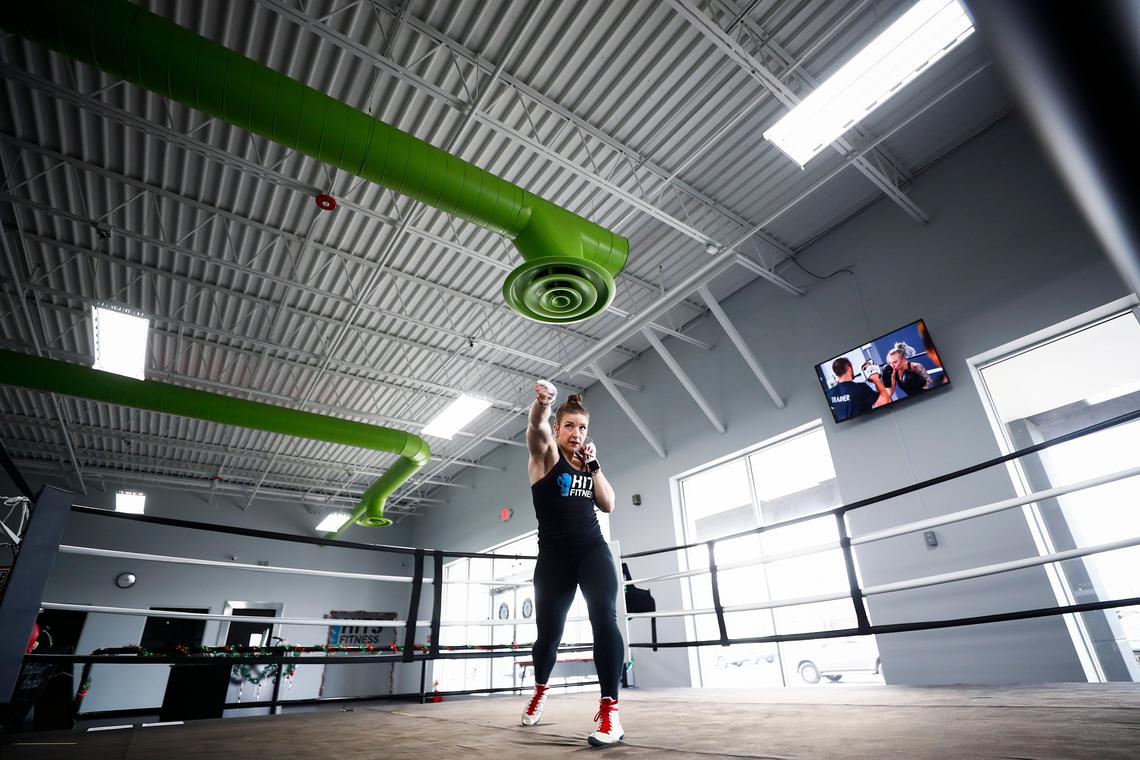 Samantha Kinchen warmed up in the boxing ring at HITS Fitness in Lexington on Dec. 20. Kinchen, who has been boxing since she was 12, has won multiple national championships, been part of team USA and competed in the Olympic trials in 2015.