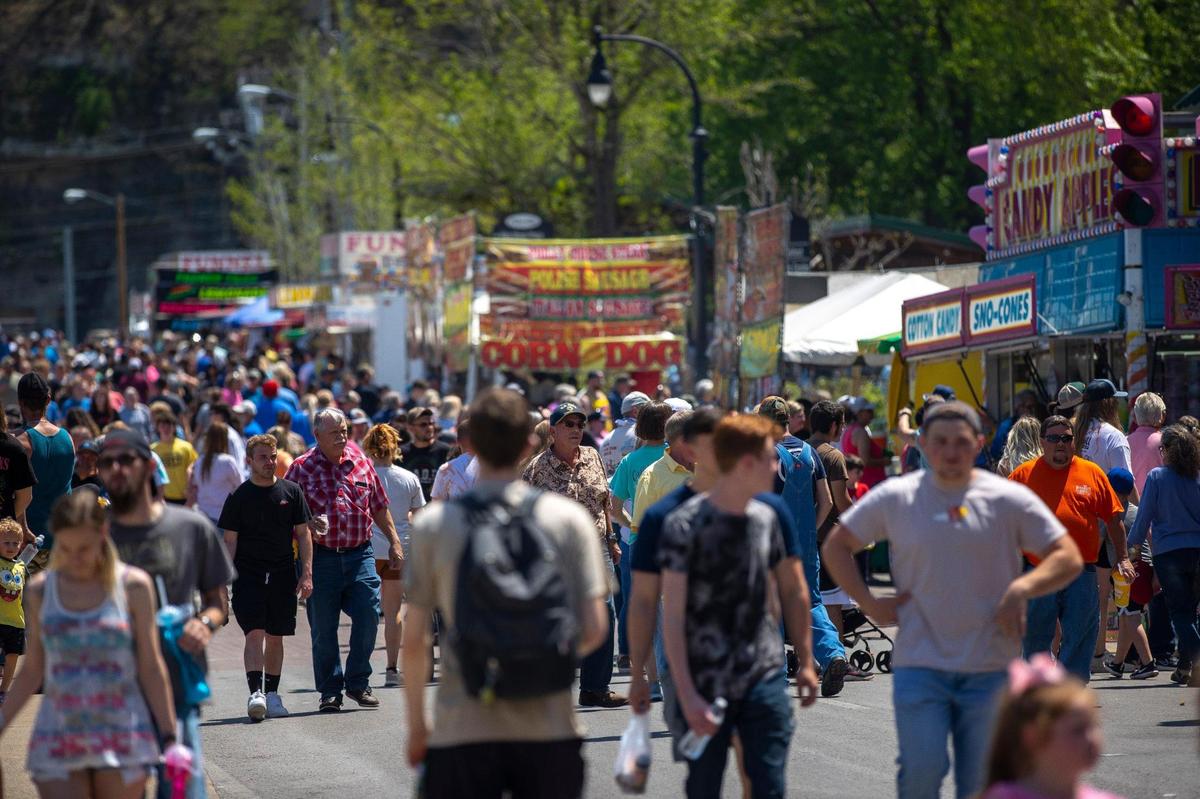 Thousands of people filled downtown Pikeville, Ky., during Hillbilly Days on Saturday, April 23, 2022. This marked the first time the event was held since 2019.