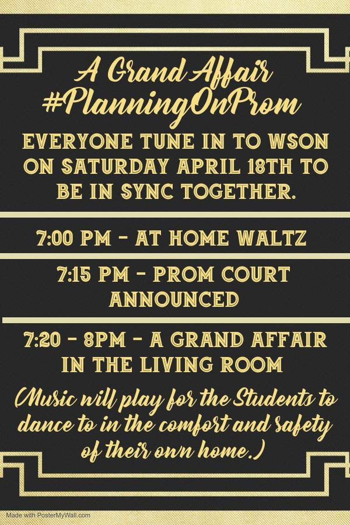 A digital invitation outlined the schedule for Henderson County’s at-home prom event.