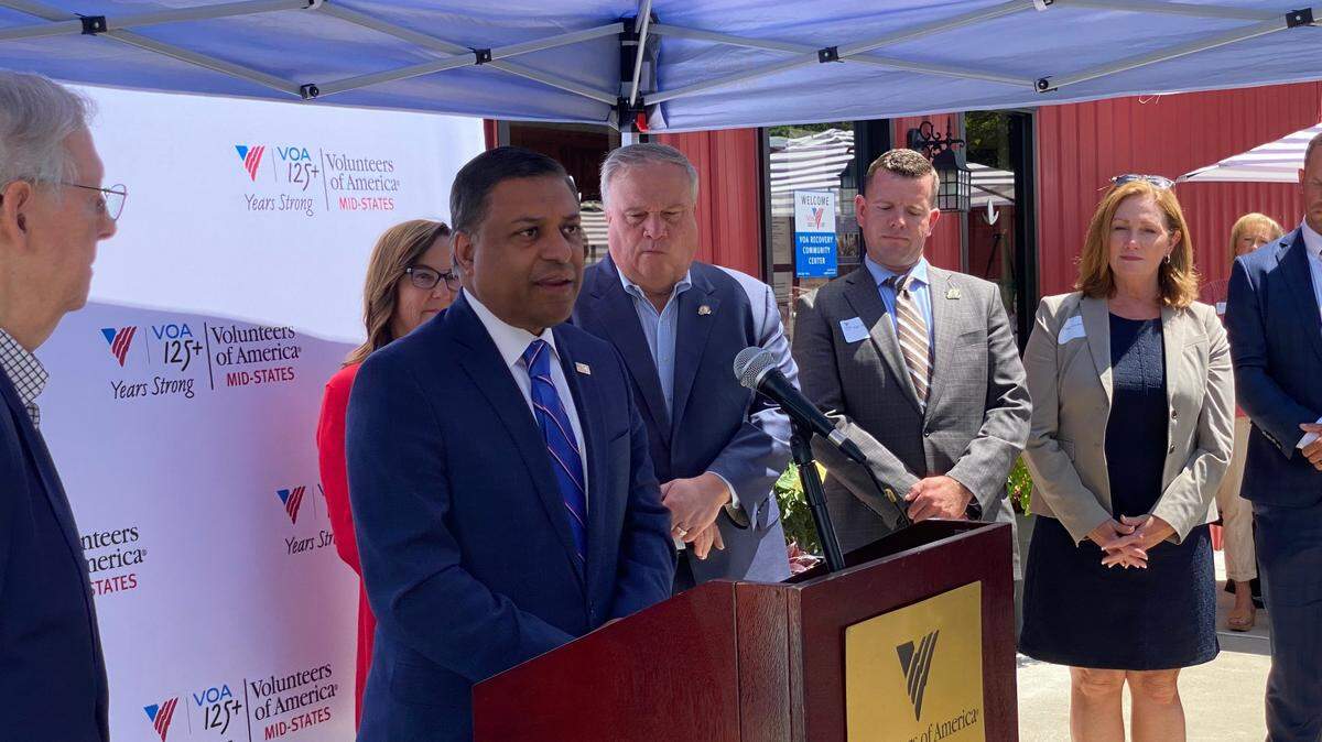 Dr. Rahal Gupta, the director of the White House’s Office of National Drug Control Policy, spoke to reporters Thursday in Manchester. He was joined by U.S. Sen. Mitch McConnell.