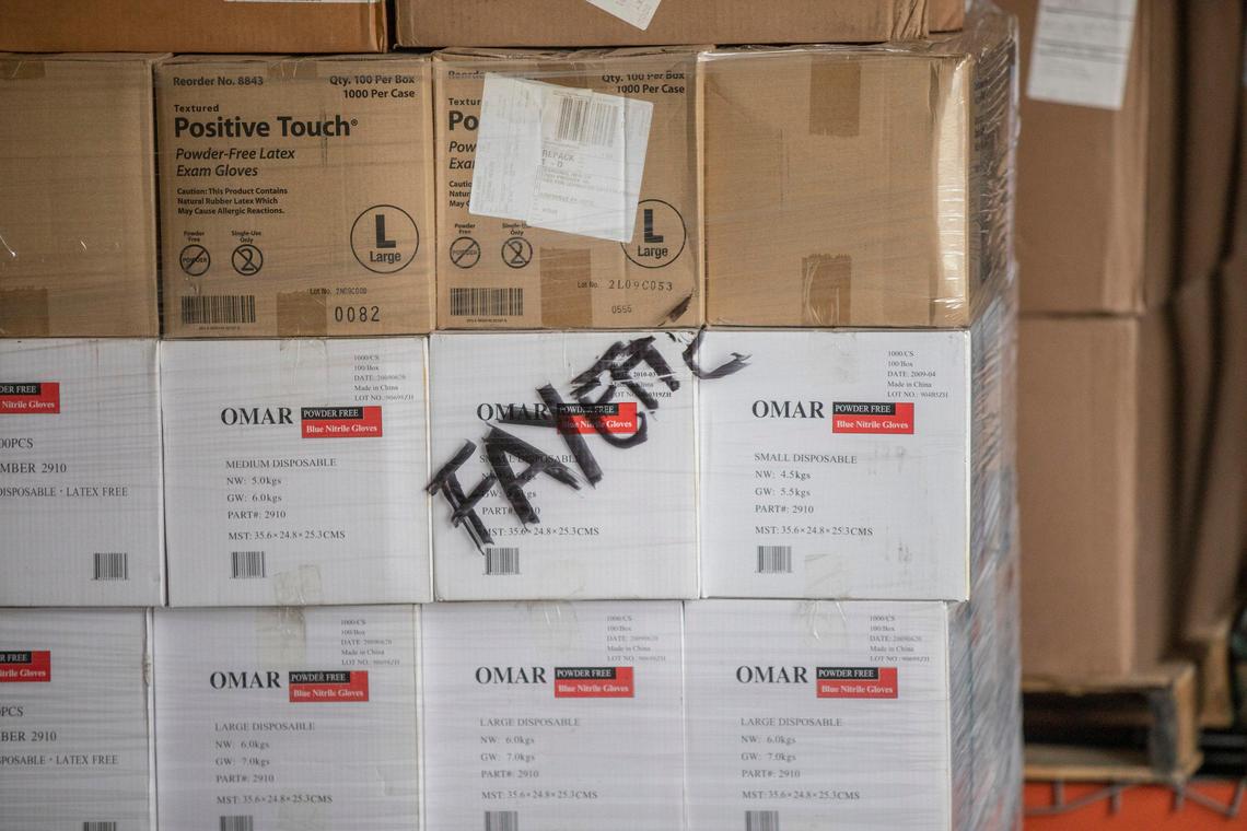 The Lexington-Fayette County Health Department received 27 pallets of personal protective equipment, including gloves, from the Strategic National Stockpile and state cache Wednesday, March 18, 2020.