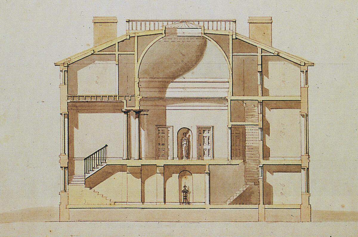 Benjamin Henry Latrobe's original 1811 drawings for Pope Villa are in the Library of Congress.    