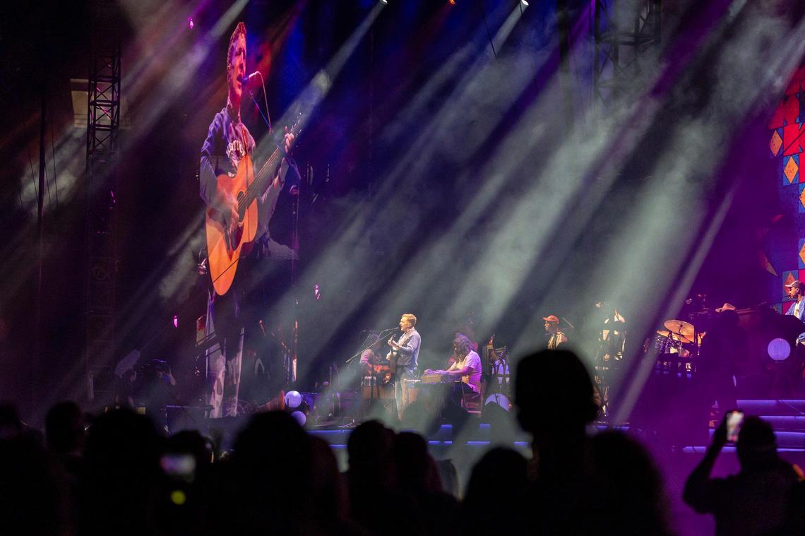 Tyler Childers performs at Kroger Field in Lexington, Ky., during his “On the Road” tour on Saturday, April 19, 2025.