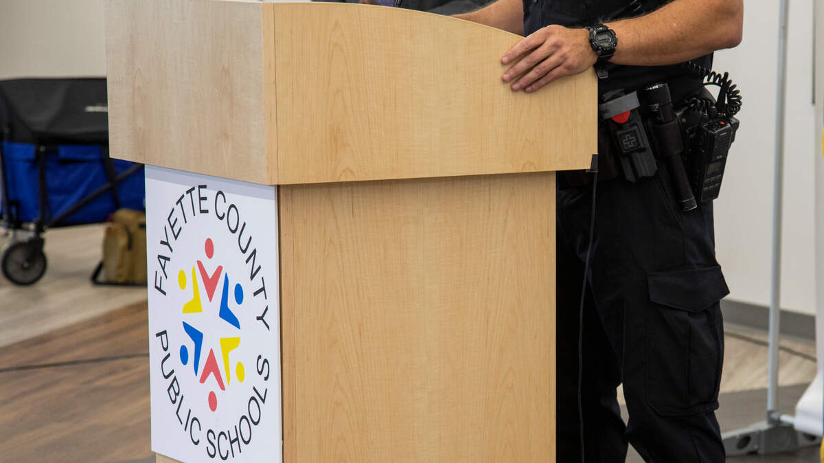 FCPS Police Chief Martin Schafer speaks during a press conference about a bomb threat and the evacuations that took place at four FCPS high schools at the Fayette County Board of Education offices in Lexington, Ky., Tuesday, September 21, 2021.