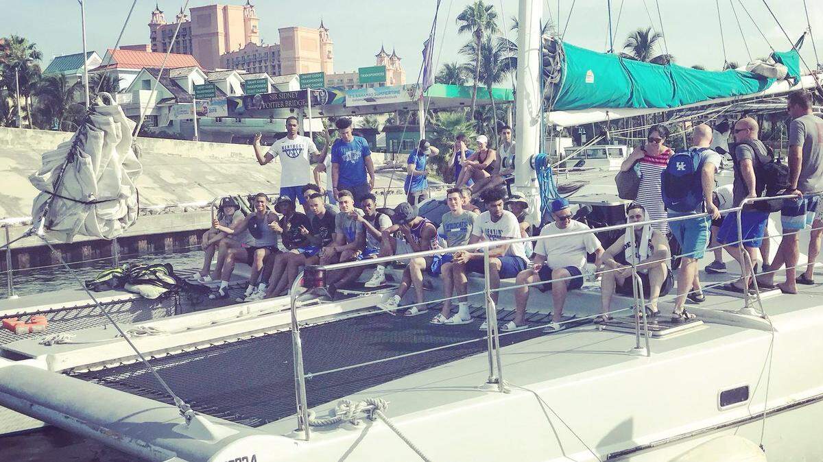 The Kentucky men’s basketball team took a trip out on a catamaran Friday for some snorkeling during a break in its basketball trip.