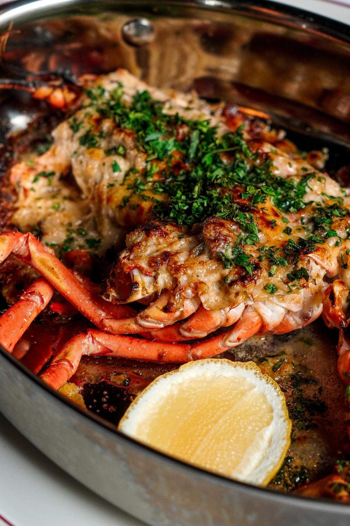 Half Lobster Thermidor ($MKT) at Silk’s Steakhouse located inside The Aldenberg Hotel in Versailles, Ky.