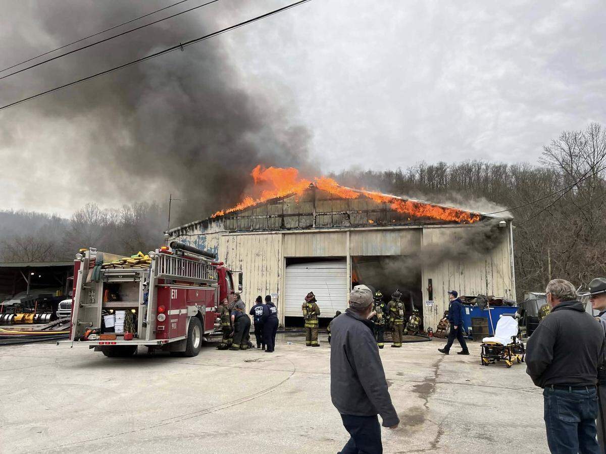 It took firefighters nearly seven hours to put out the fire at the Rockcastle County Road Department maintenance garage on Feb. 21, 2024.