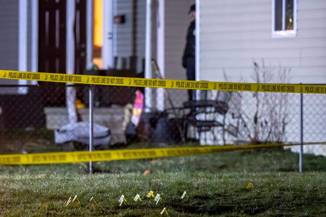 Members of the Lexington Police Department work the scene Thursday, Feb. 29, 2024 where a detective was shot late the night before near Royal Avenue in Lexington, Ky.
