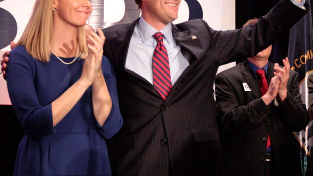 Republican Andy Barr and his wife, Carol, were congratulated by supporters in Lexington Tuesday night after Andy Barr defeated incumbent Ben Chandler for Kentucky's 6th Congressional District seat. Photo by Pablo Alcala | Staff