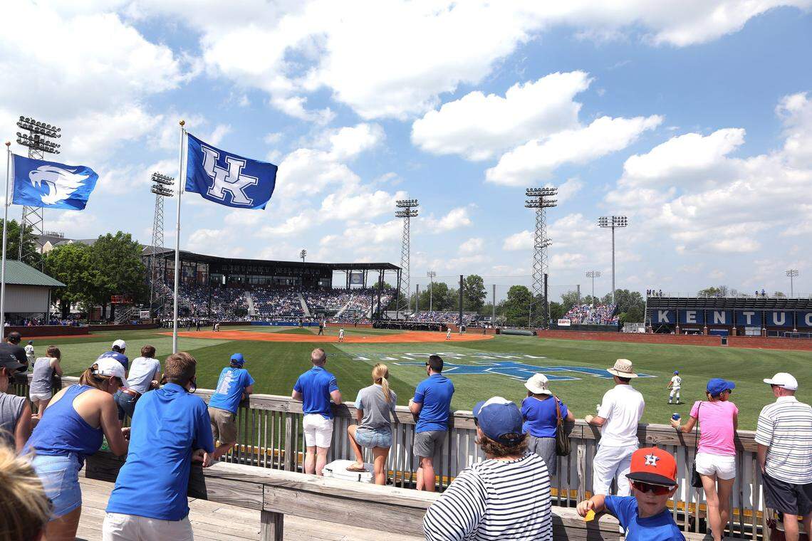 Fans watched from the outfield deck in May 2018 during the final regular-season Kentucky baseball game played at Cliff Hagan Stadium.