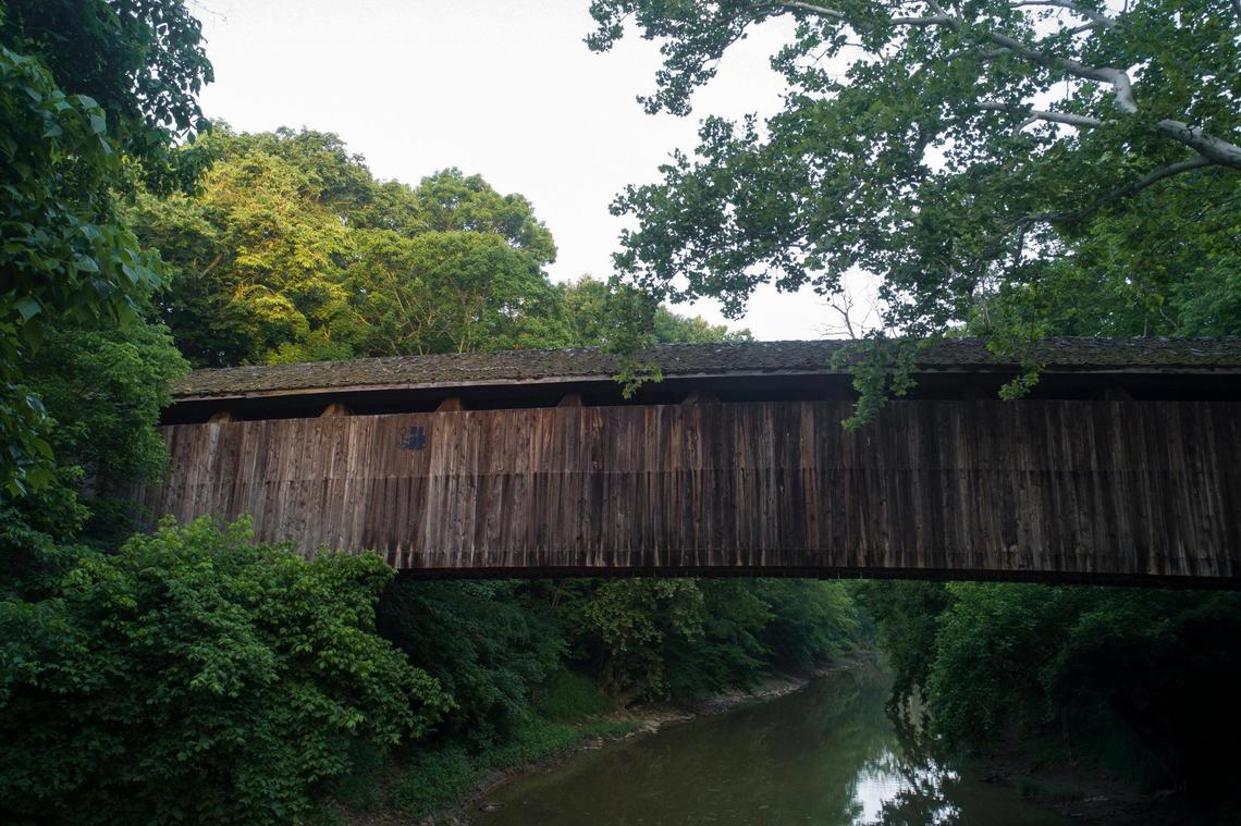 The Colville Covered Bridge is located in Bourbon County, Ky. The bridge, which is open to traffic, was originally built around 1877.