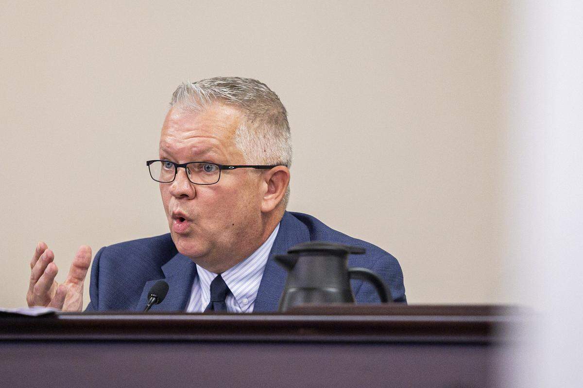 Sen. Danny Carroll speaks during an oversight hearing on Wednesday, July 30, 2025, at the Capitol Annex in Frankfort, Ky.