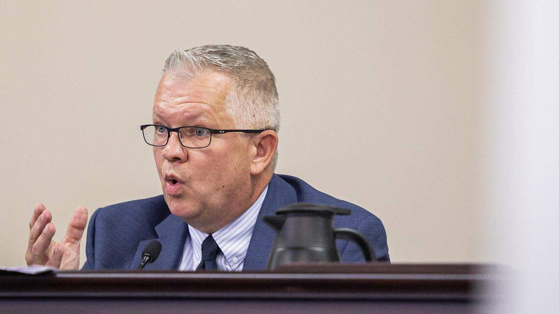 Sen. Danny Carroll speaks during an oversight hearing on Wednesday, July 30, 2025, at the Capitol Annex in Frankfort, Ky.
