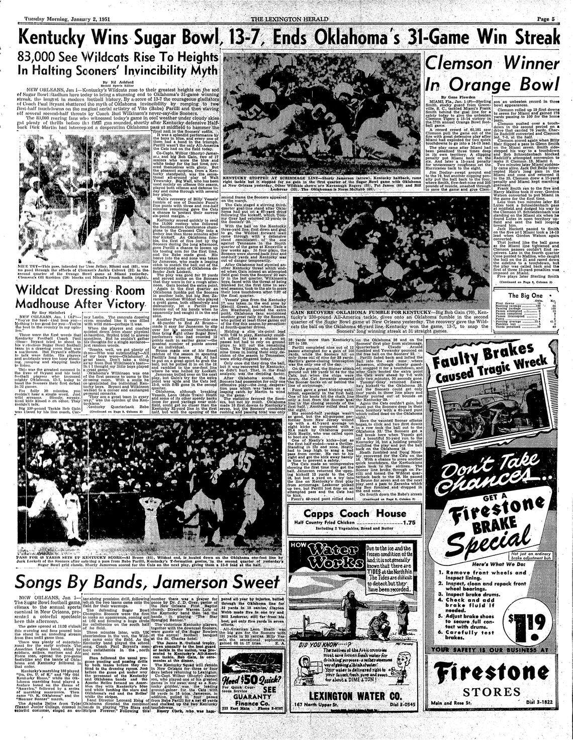 An inside page of the Lexington Herald on Jan. 2, 1951.