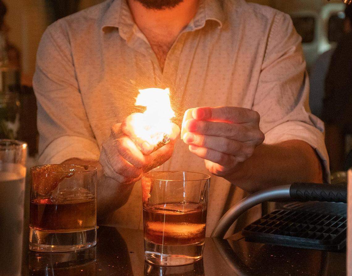 The Smoked Old Fashion at Bouquet Restaurant in Covington.