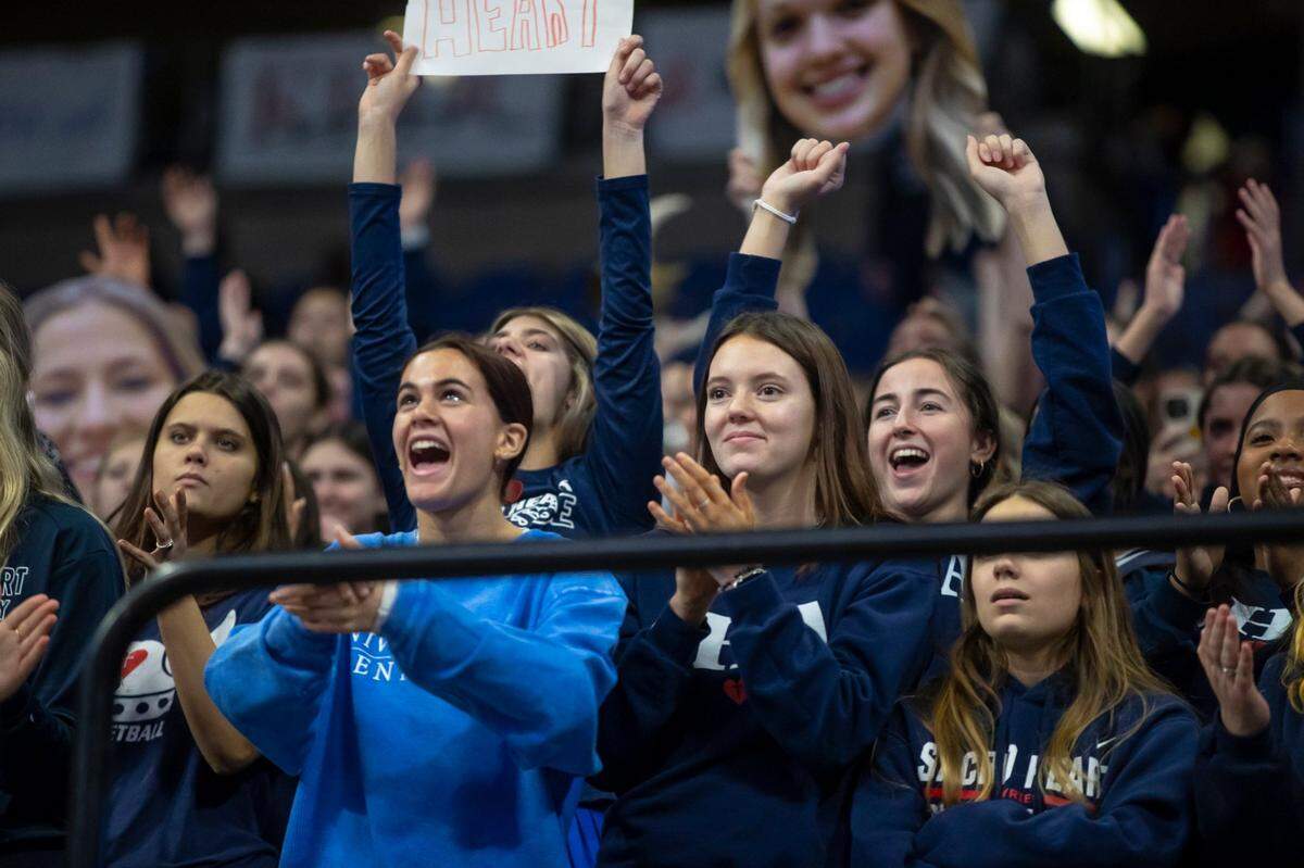 The Sacred Heart student section takes in the action during the Sweet 16 quarterfinals on Friday.