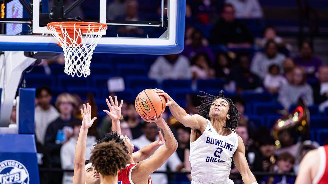 Bowling Green’s Deuce Bailey (2) not only made the game-winning shot against Adair County on Wednesday but finished the Sweet 16-opening victory with eight points, five rebounds and two blocked shots.