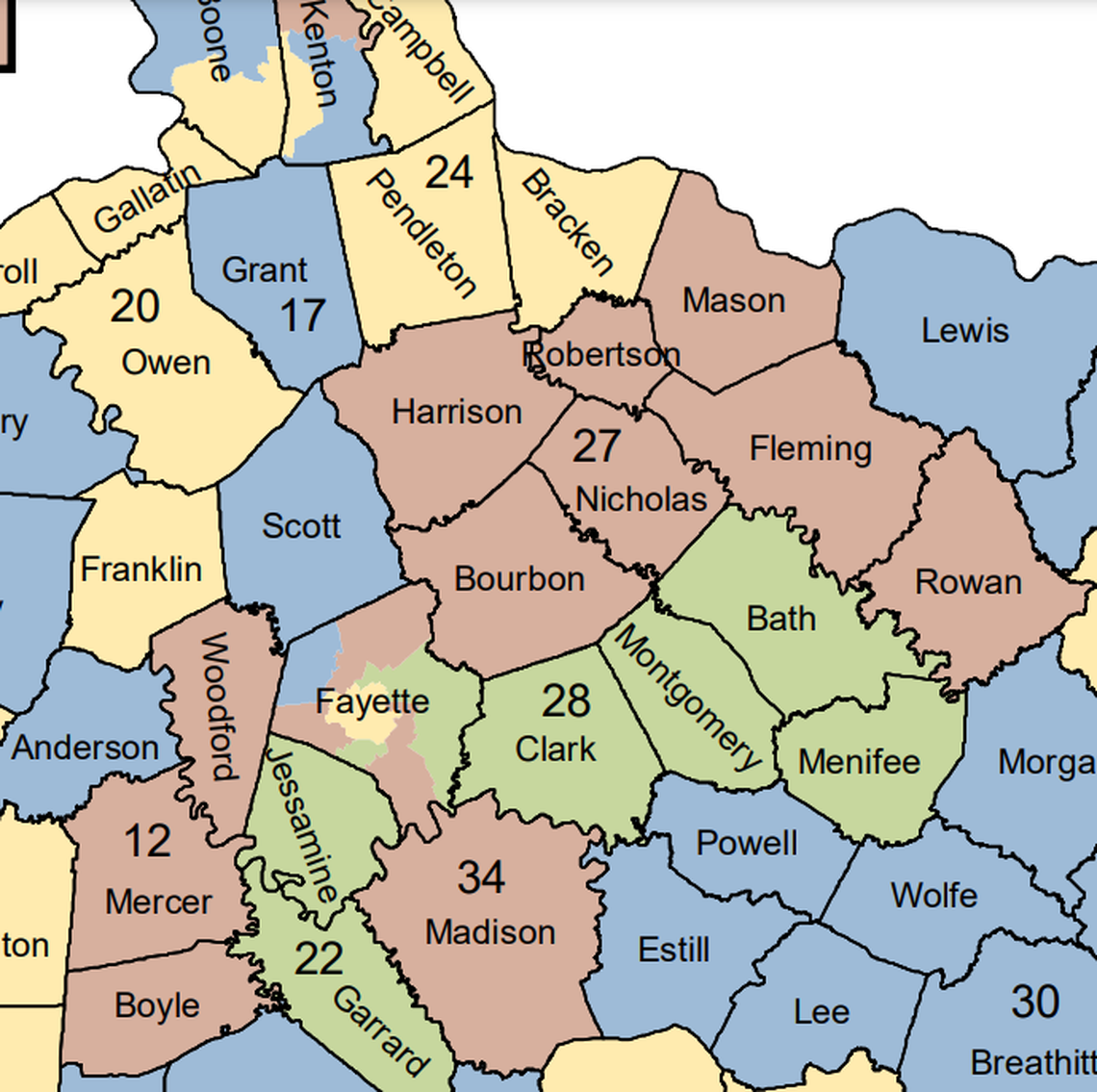 In Fayette County, Democratic Senator Reggie Thomas’ District 13 seat is compact and surrounded by six Republican-held districts comprised mostly of voters outside Fayette County.