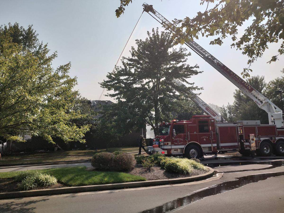 Firefighters battled a structure fire at a home on Jane Briggs Avenue in Lexington, Ky., Saturday afternoon.