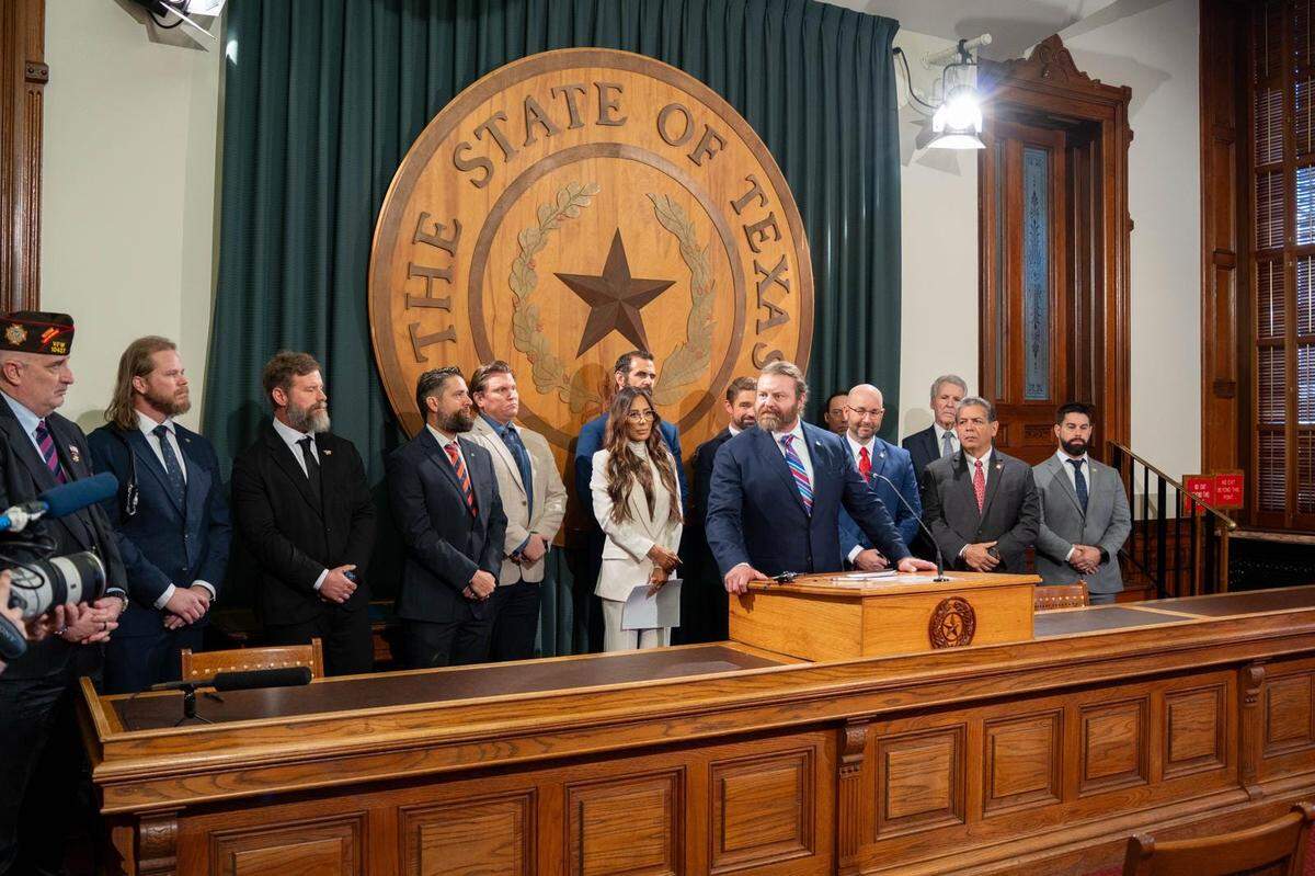 Bryan Hubbard at the Texas Capitol in March touting the need to earmark money to study ibogaine.