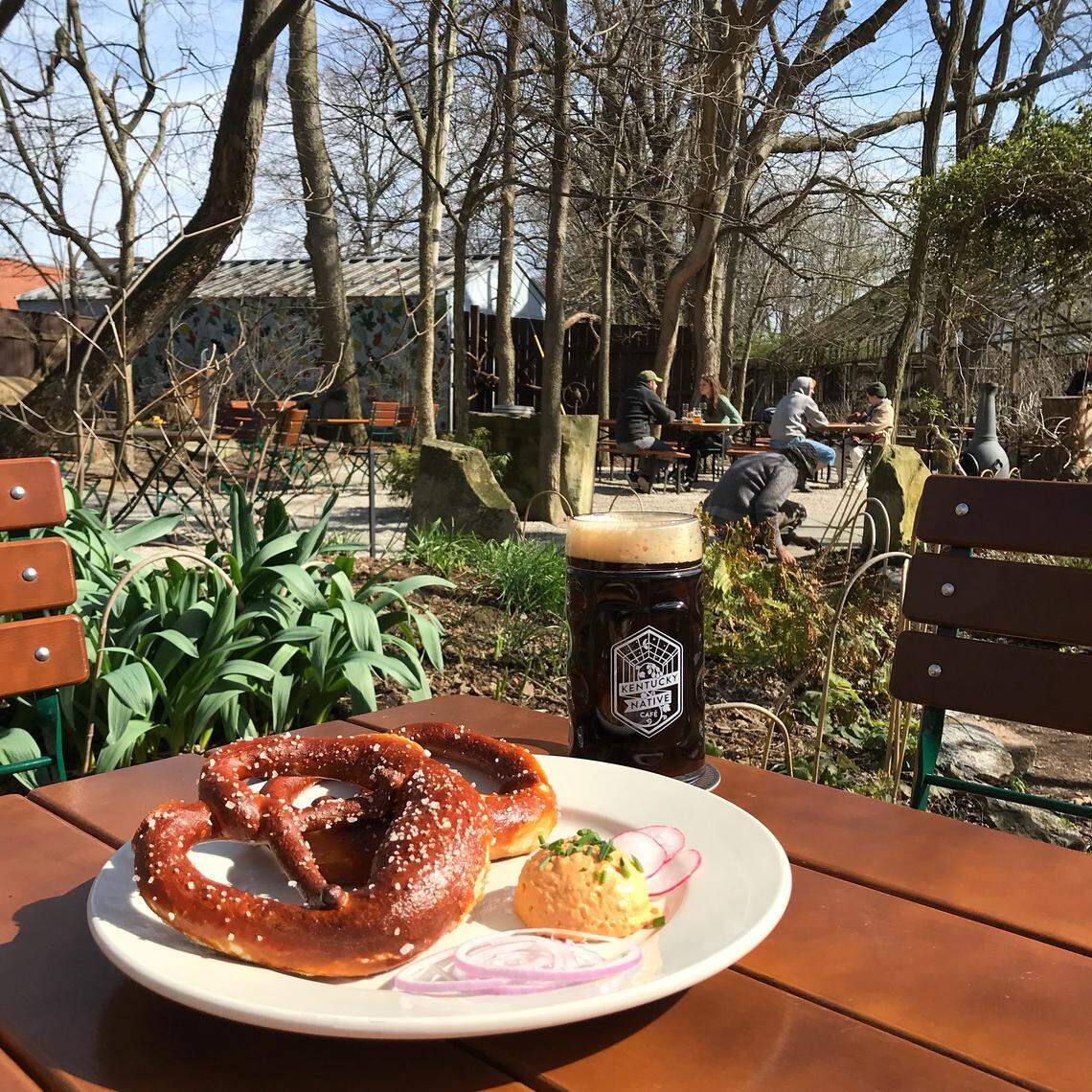Michler’s hides an upscale beer garden in old greenhouses, serving beer, pretzels and more.