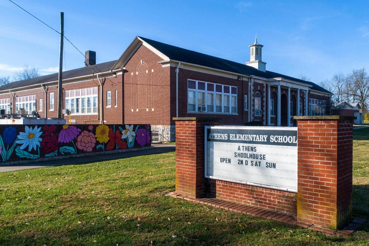 The restaurant is inside the Athens Schoolhouse cafeteria. The former school now hosts monthly antique shows and sales.
