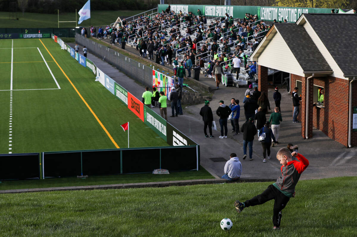 Lexington Sporting Club fans gather for the first ever home match against Forward Madison FC at Toyota Stadium in Georgetown, Ky., Saturday, April 8, 2023.