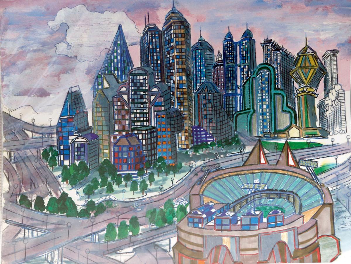 One of the pieces of artwork done by homeless artist Jeff Maki  in the New Life Day Center.