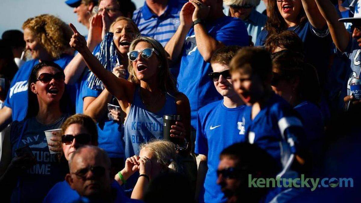 Fans cheered for UK before the Catwalk when Kentucky hosted Florida at Kroger Field last season. UK was one of only three SEC teams whose attendance increased last season from the year before but season ticket sales for 2018 are slumping..