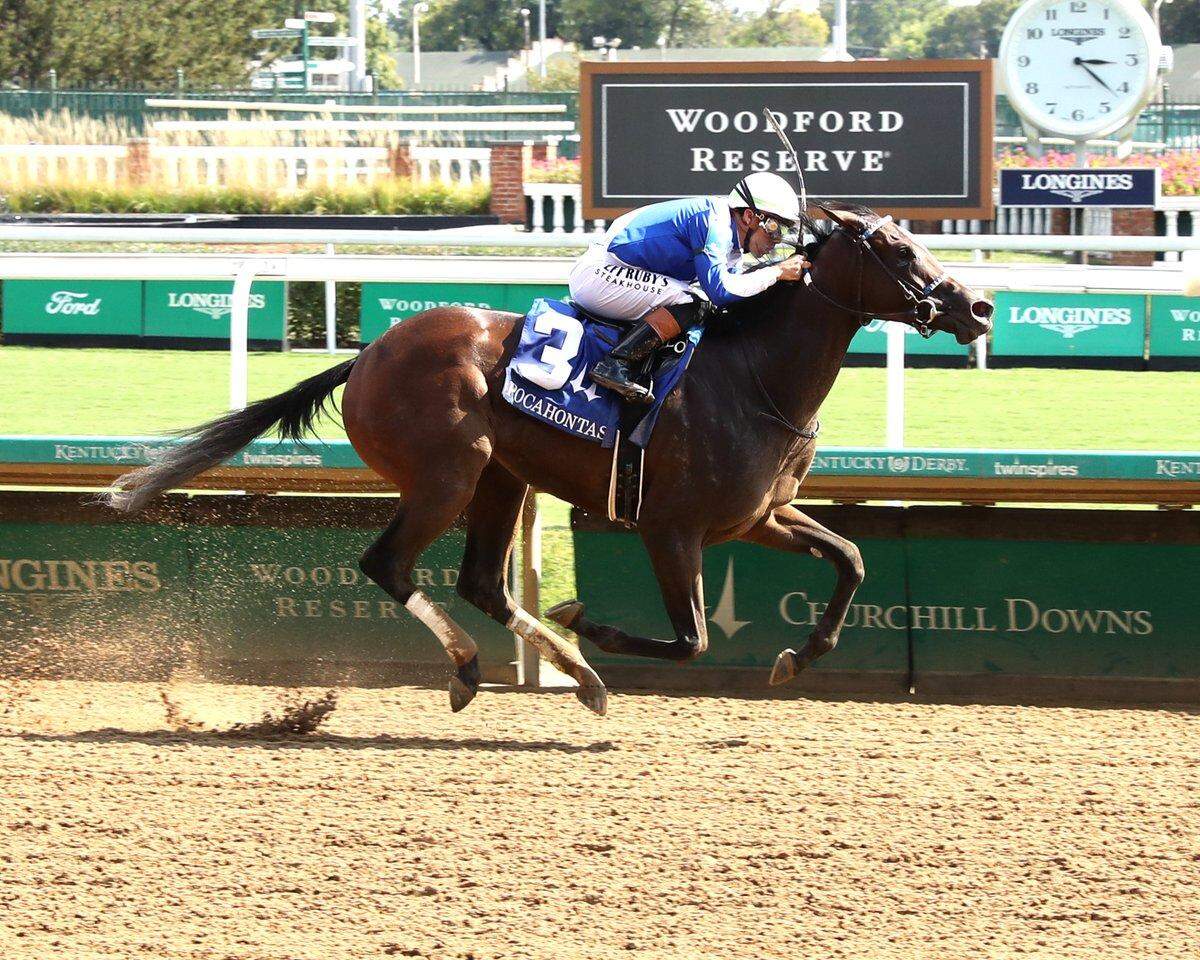 Taken by the Wind, with jockey Irad Ortiz Jr. up, won the Grade 3, $300,000 Pocahontas Stakes on Saturday at Churchill Downs in Louisville.