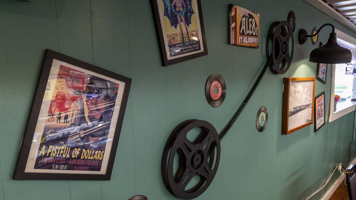 The owners of The Drive-In Diner made it a point to highlight the history of the Eastern Kentucky drive-in. Its family-friendly walls are littered with reminders of years past including movie reels of film used at the site. 