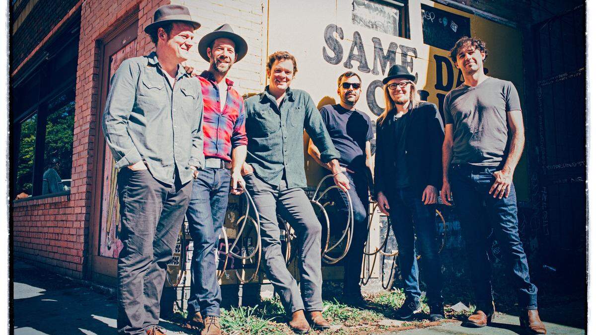 The Steep Canyon Rangers are, from left: Michael Ashworth, Graham Sharp, Woody Platt, Mike Guggino, Nicky Sanders and Barrett Smith.