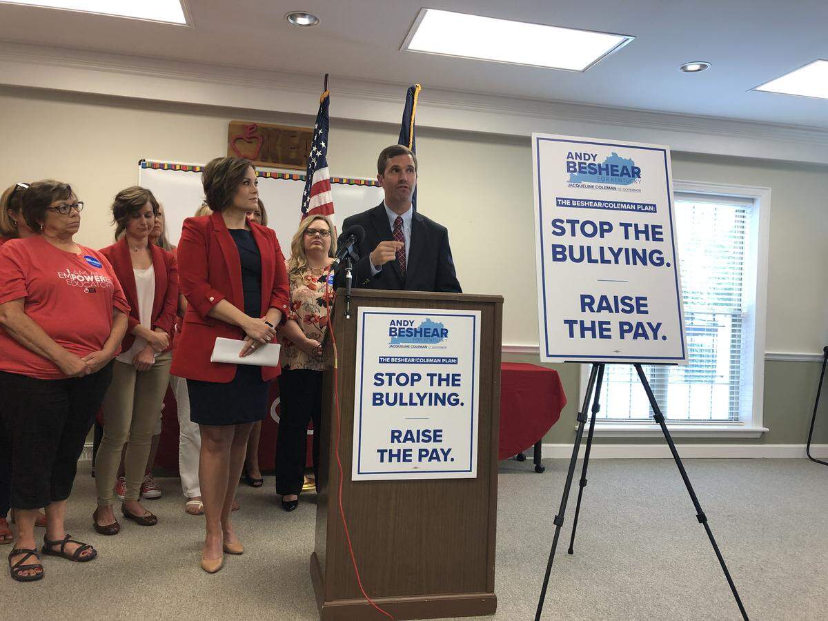 Andy Beshear pledged to raise every teacher’s salary by $2,000 if he was elected governor of Kentucky.