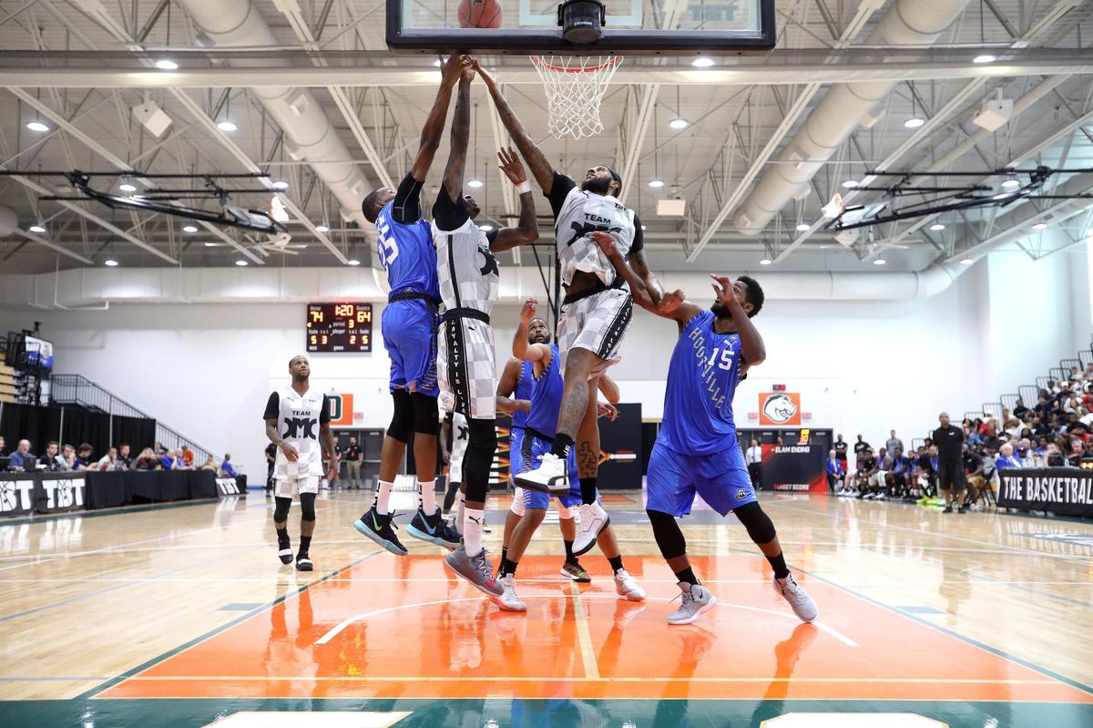 Jaleel Cousins shot Friday during The Basketball Tournament at Frederick Douglass High School. Photo by Matt Goins