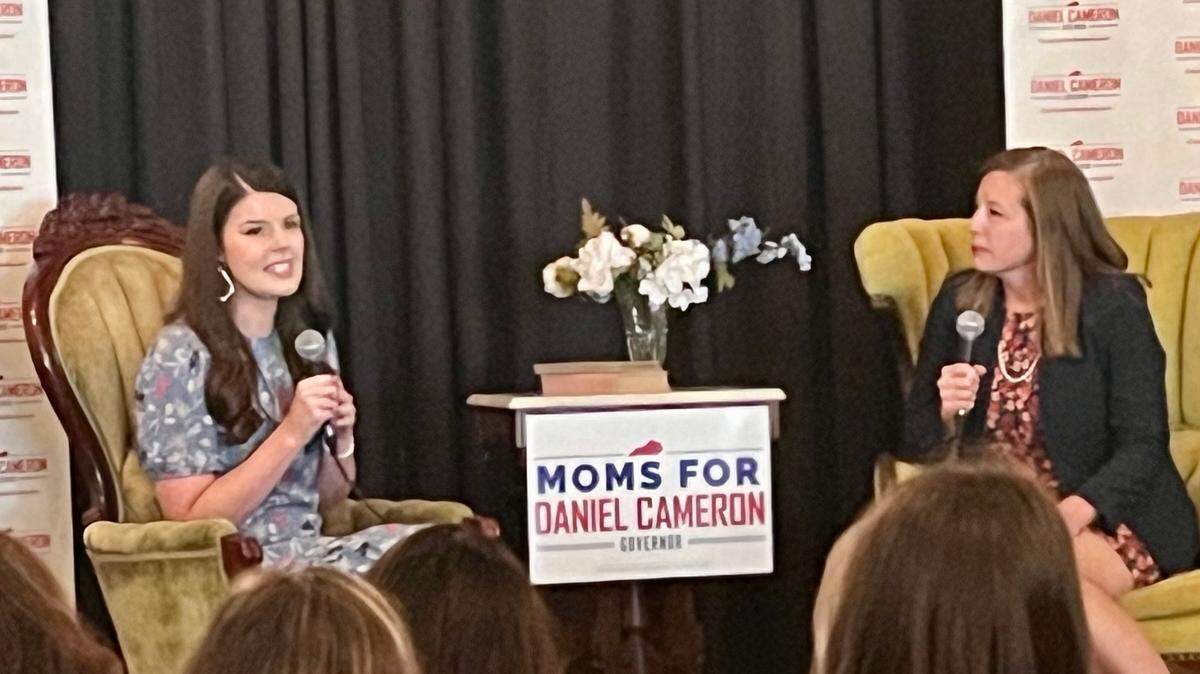 Makenze Cameron, a former educator and wife of Attorney General Daniel Cameron, launched the “Moms for Cameron” coalition in Newport Thursday, which seeks to support her husband’s election bid to become Kentucky’s next governor.